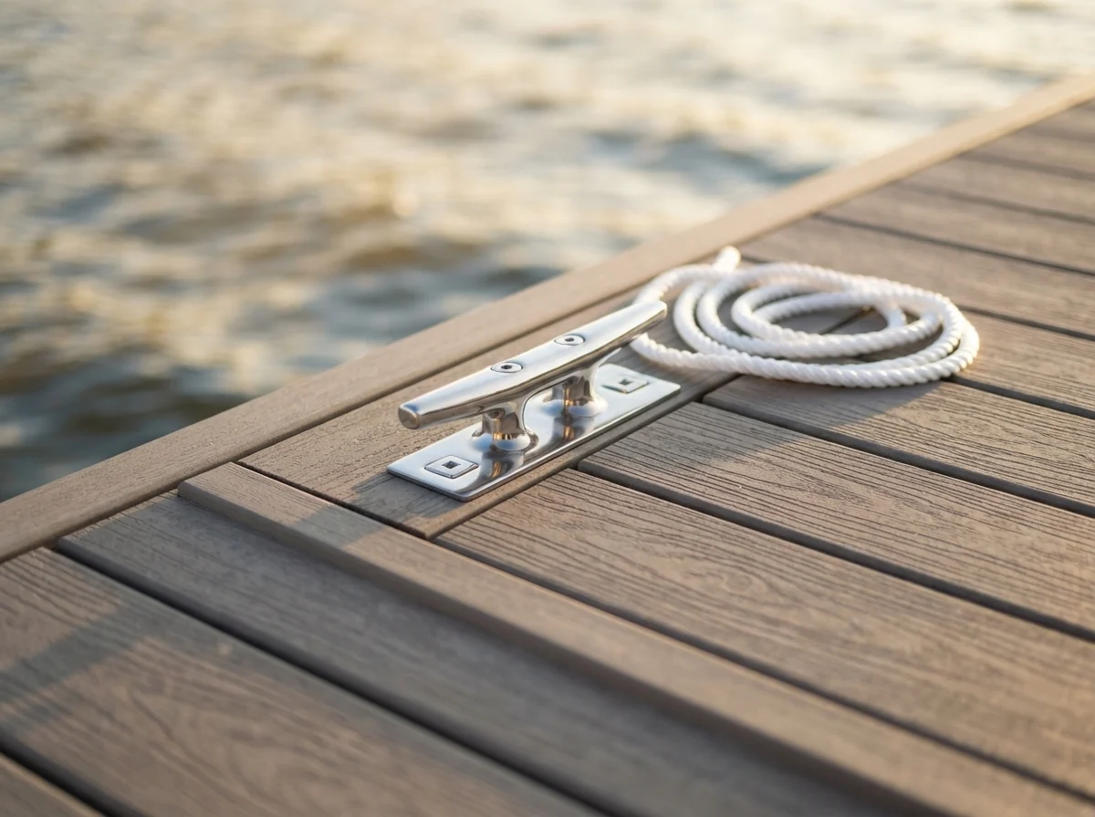 Photo. New decking and hardware detail, close