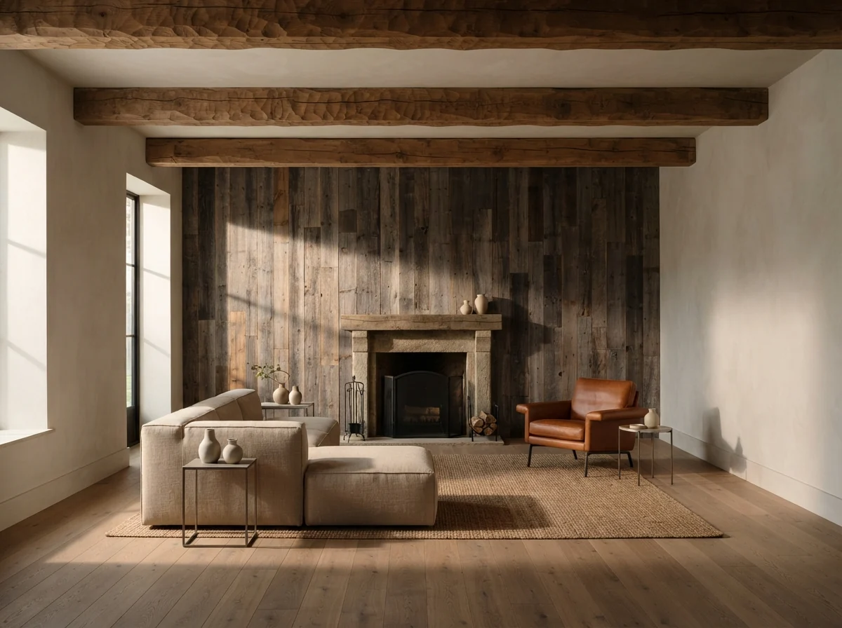 Hero photo. Best finished reclaimed wood project, wide, late afternoon light