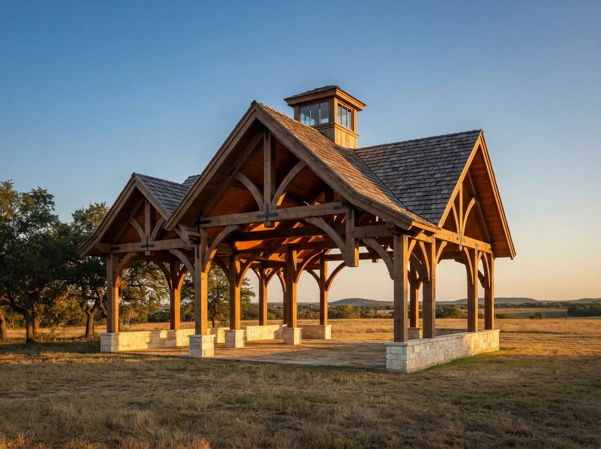 Hero photo. Best finished timber structures project, wide, late afternoon light